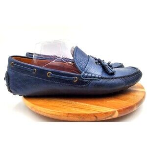 Zara Driving Shoes Men's 44 US 11 Leather Blue Moccasins Tassels Slip On Comfort